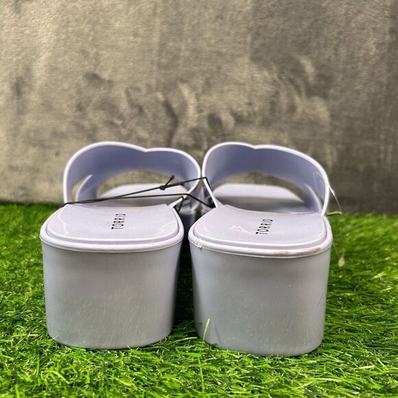 Torrid Sandals Womens 10 M Blue Jelly Criss Cross Heel Slip On Chunky Y2K Casual - Picture 5 of 13